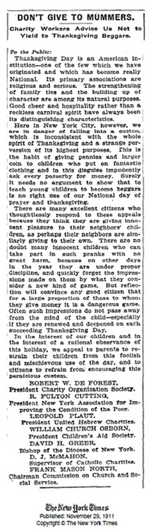 Thanksgiving [Newspaper Article]