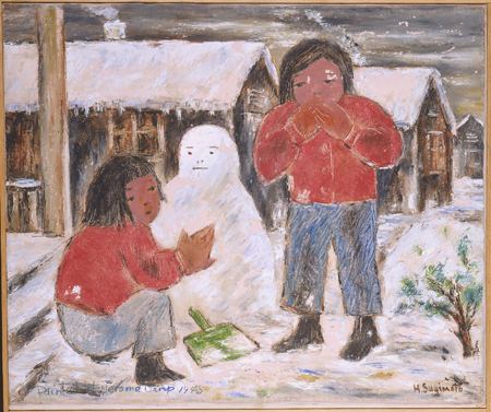 Girls Making Snowman [Painting] 